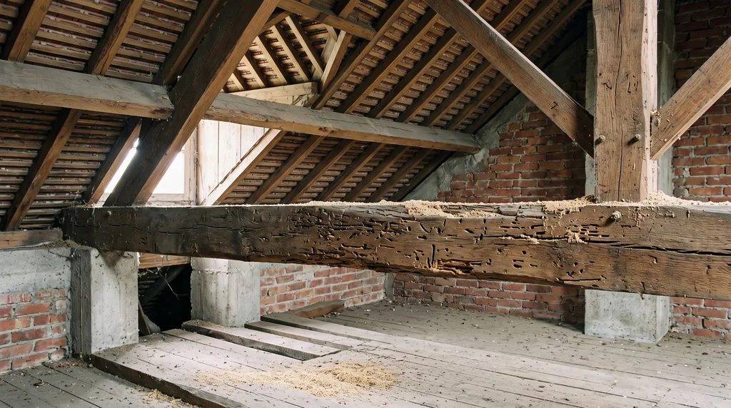Bois de structure et charpente — sondage des bois — Termites à Sagy